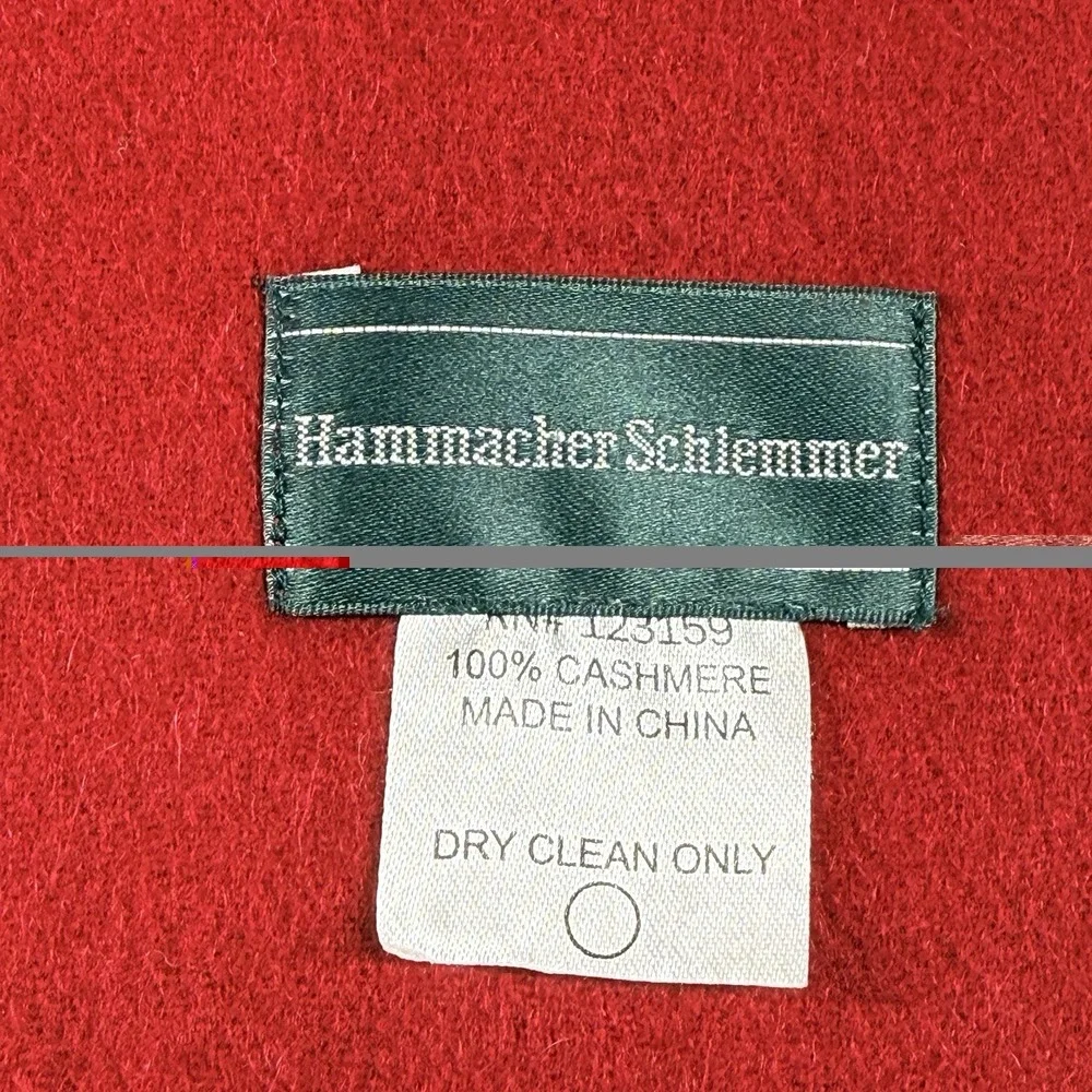 Hammacher Schlemmer 100% Cashmere‎ Throw Blanket Red 50x64 Fringe Luxury Wrap